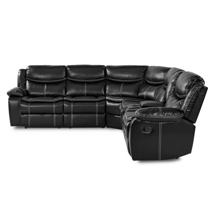 Bastrop Black Reclining Sectional - SET | 8230BLK-2L | 8230BLK-2RCN | 8230BLK-CR - Bien Home Furniture &amp; Electronics