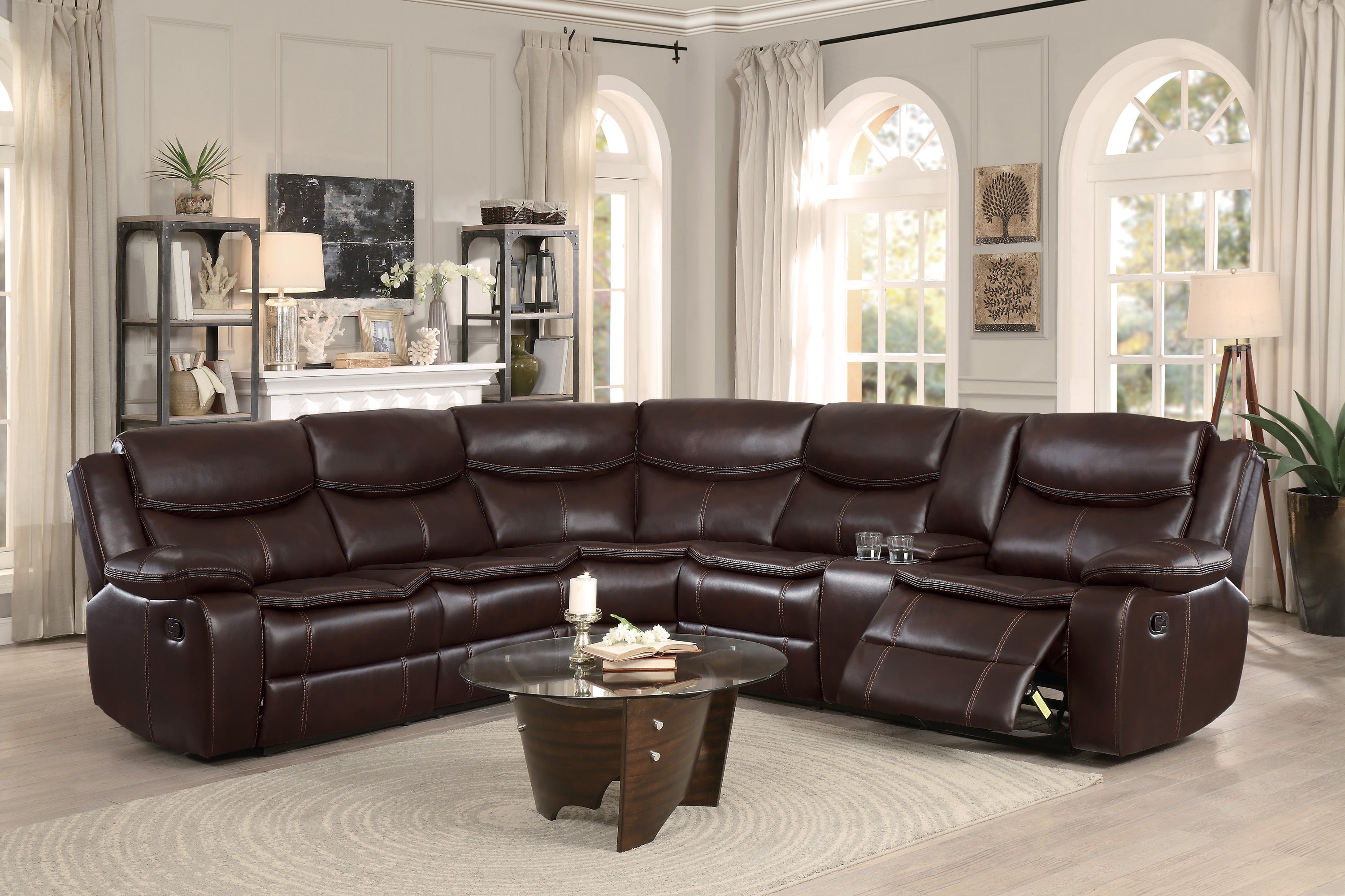 Bastrop Brown 3-Piece Sectional with Right Console - 8230BRW*SC - Bien Home Furniture &amp; Electronics