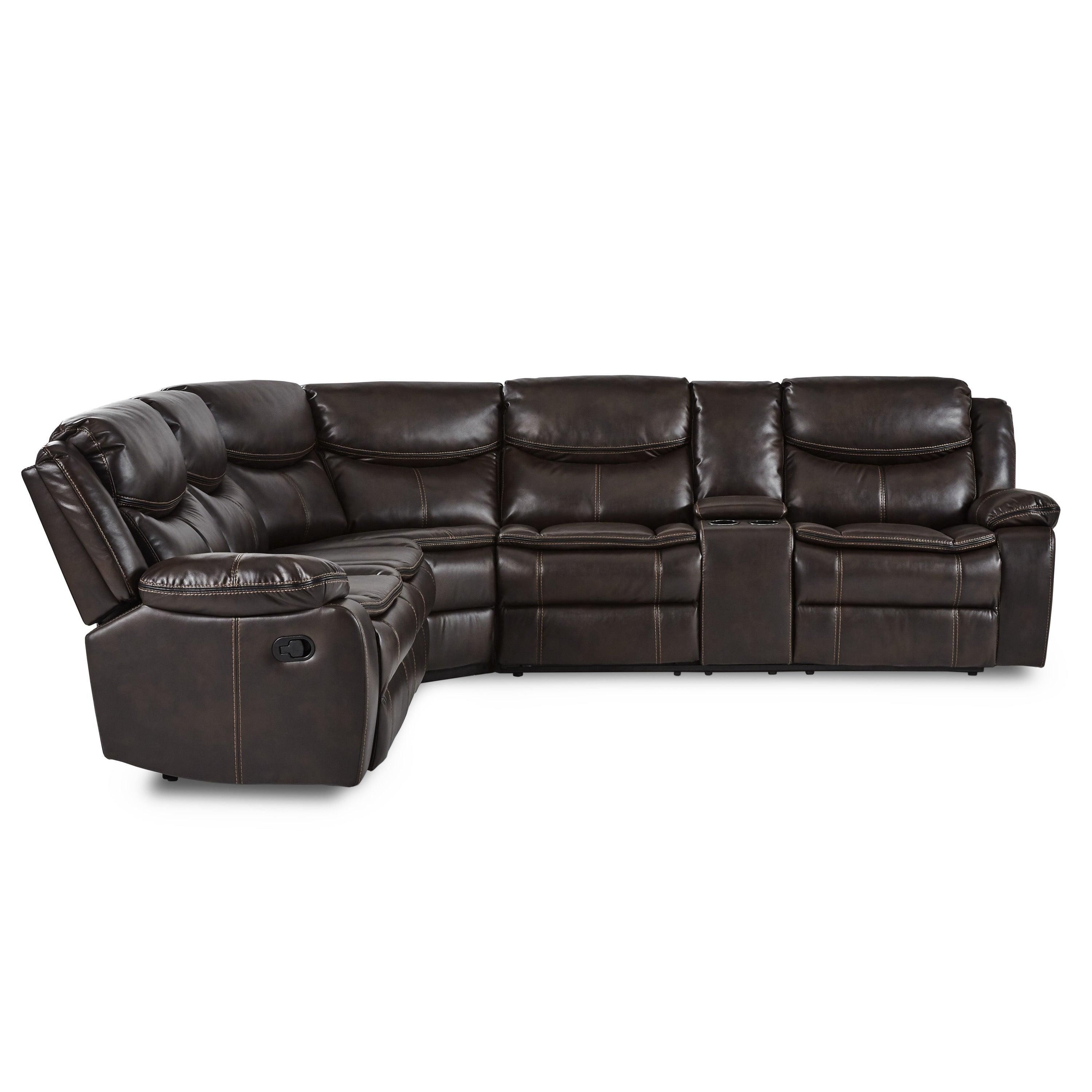 Bastrop Brown 3-Piece Sectional with Right Console - 8230BRW*SC - Bien Home Furniture &amp; Electronics