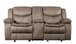 Bastrop Brown Fabric Double Glider Reclining Loveseat with Center Console - 8230FBR-2 - Bien Home Furniture & Electronics