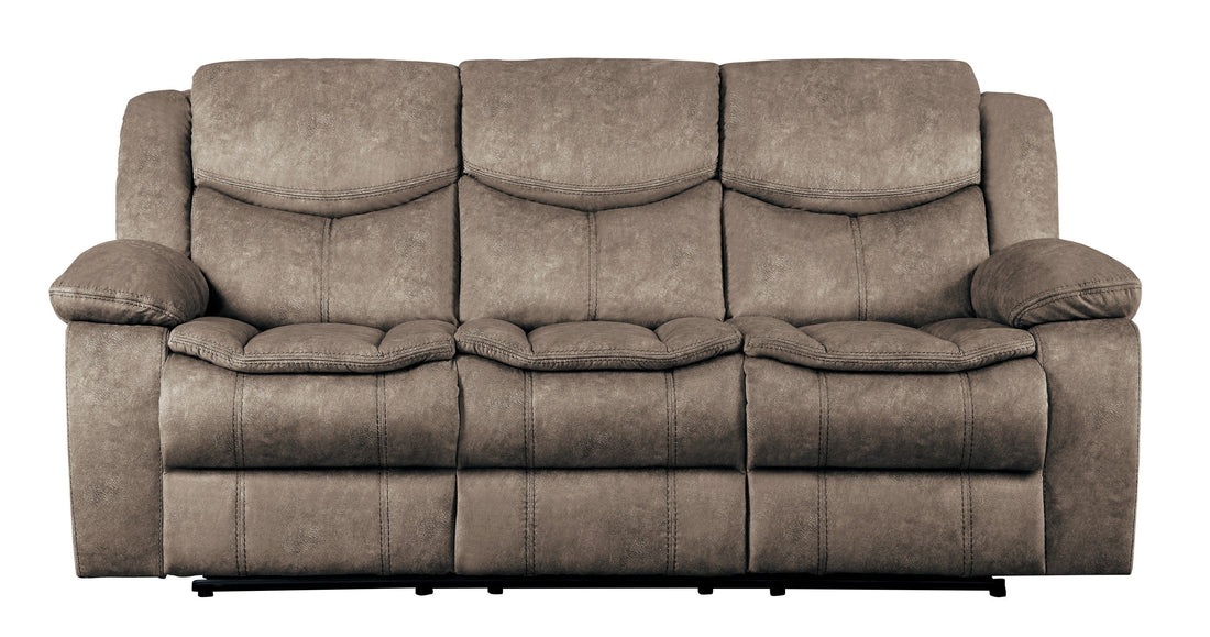 Bastrop Brown Fabric Double Reclining Sofa - 8230FBR-3 - Bien Home Furniture & Electronics