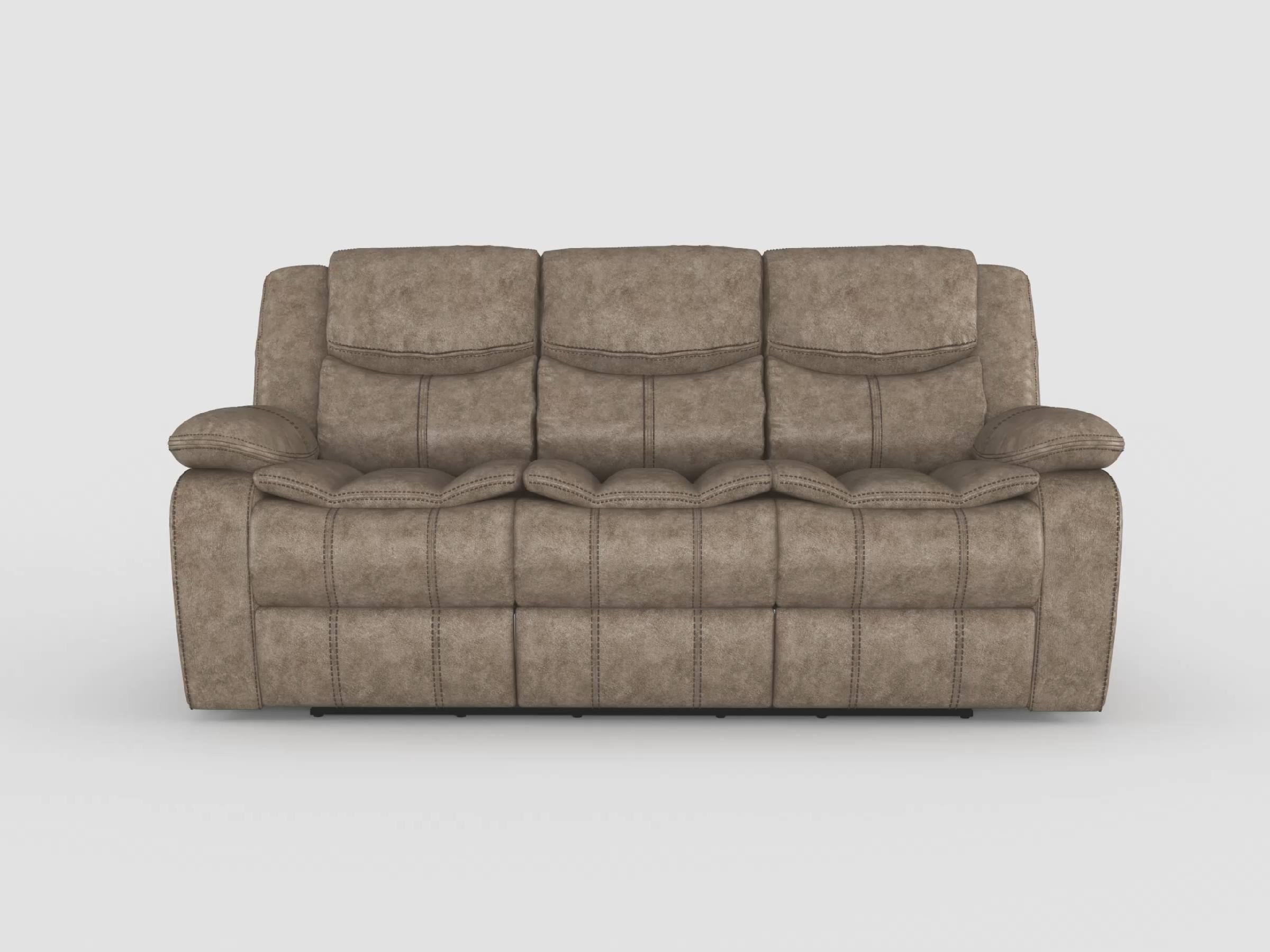 Bastrop Brown Fabric Double Reclining Sofa - 8230FBR-3 - Bien Home Furniture &amp; Electronics