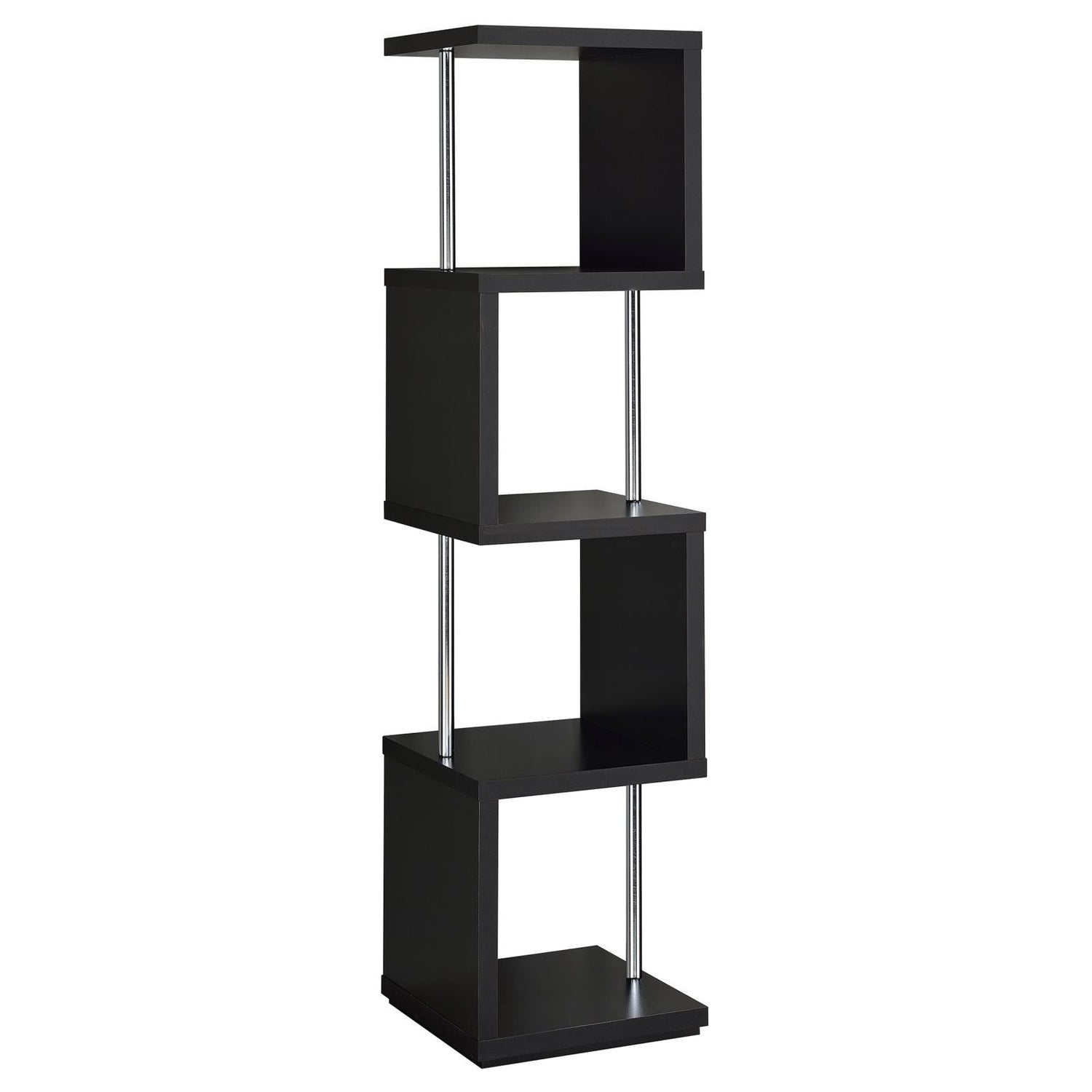 Baxter Black/Chrome 4-Shelf Bookcase - 801419 - Bien Home Furniture &amp; Electronics
