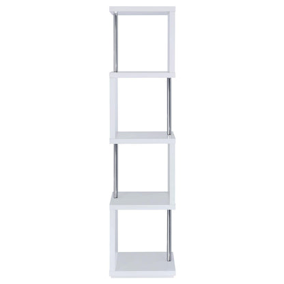 Baxter White/Chrome 4-Shelf Bookcase - 801418 - Bien Home Furniture &amp; Electronics
