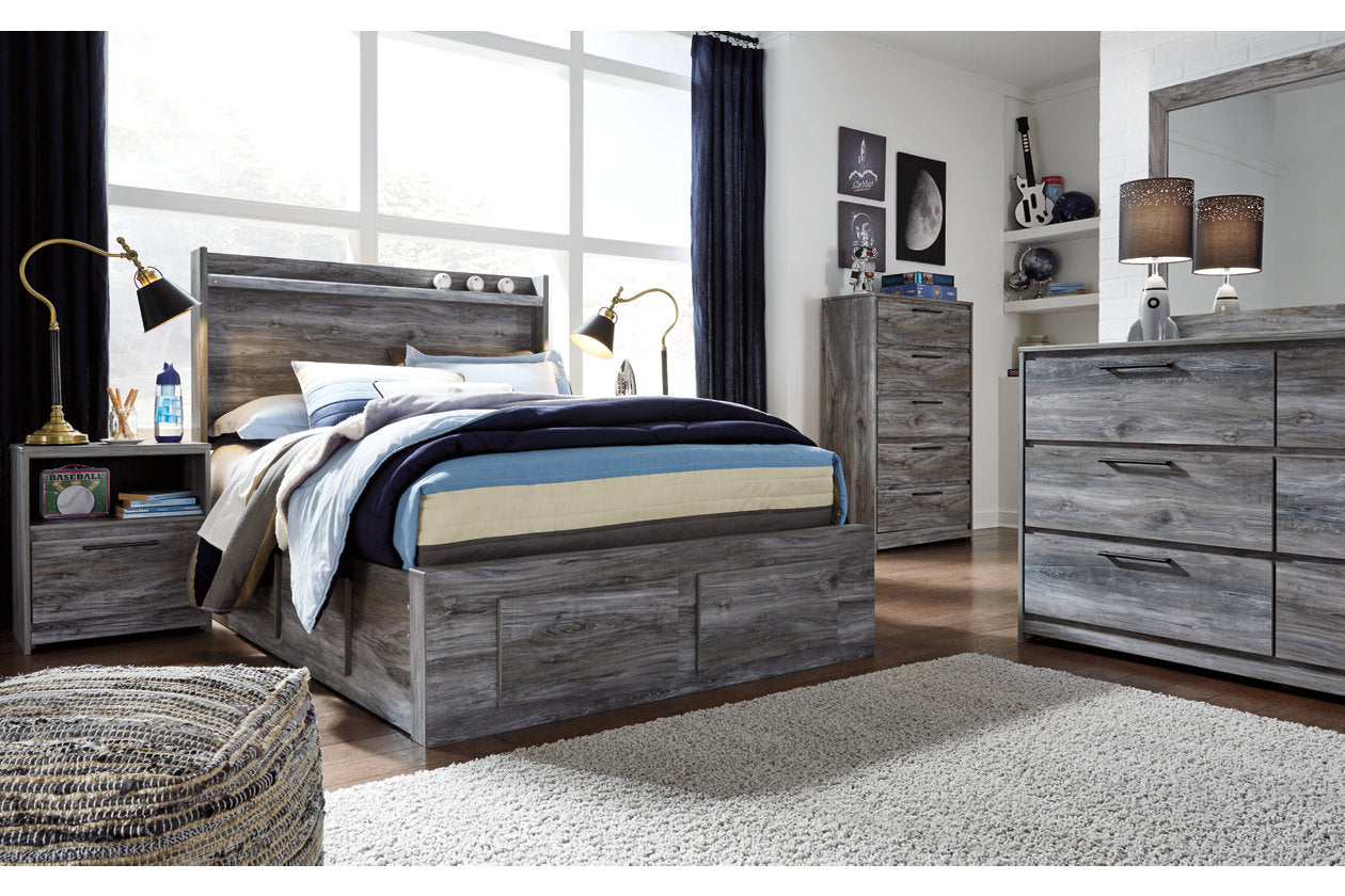 Baystorm Gray Full Panel Bed with 6 Storage Drawers - SET | B100-12 | B221-50(2) | B221-84S | B221-87 - Bien Home Furniture &amp; Electronics