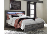 Baystorm Gray King Panel Bed with 2 Storage Drawers - SET | B100-14 | B221-56S | B221-58 | B221-95 - Bien Home Furniture & Electronics