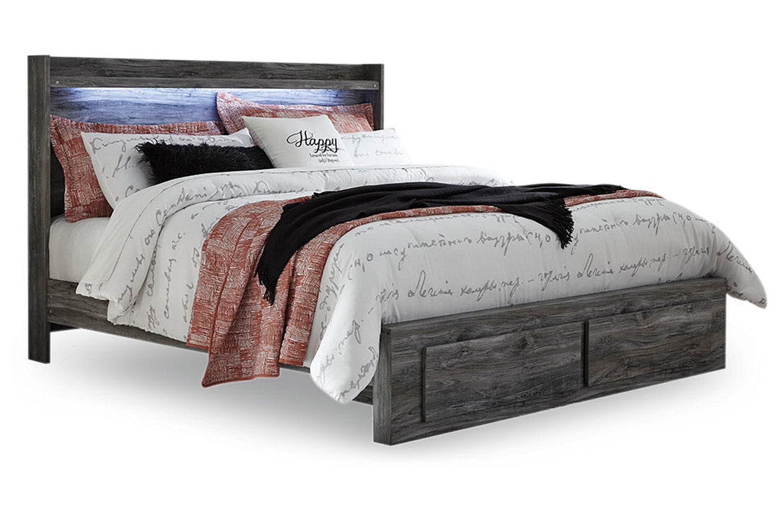 Baystorm Gray King Panel Bed with 2 Storage Drawers - SET | B100-14 | B221-56S | B221-58 | B221-95 - Bien Home Furniture &amp; Electronics