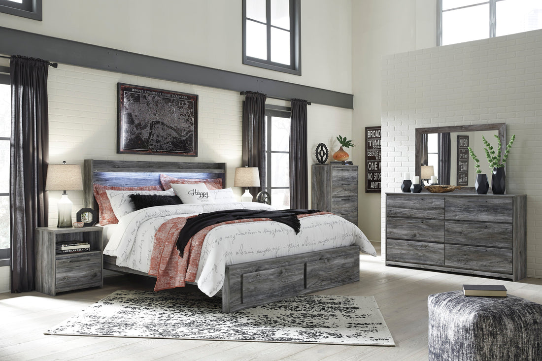 Baystorm Gray LED Footboard Storage Platform Bedroom Set - SET | B221-54S | B221-57 | B221-95 | B221-31 | B221-35 | B221-91 | B221-46 | B100-13 - Bien Home Furniture & Electronics