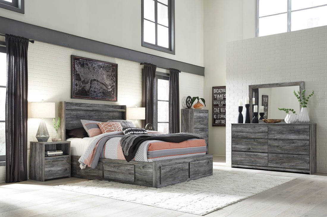 Baystorm Gray LED Side/Footboard Storage Platform Bedroom Set - SET | B221-56S | B221-58 | B221-95 | B221-60 | B221-31 | B221-35 | B221-91 | B100-14 - Bien Home Furniture & Electronics