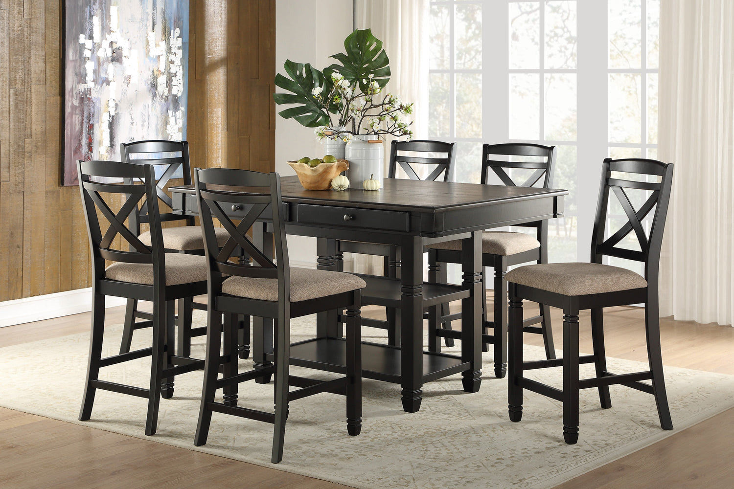 Baywater Black/Brown Counter Height Table - 5705BK-36 - Bien Home Furniture &amp; Electronics