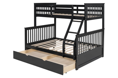 BB22 Twin/Full Bunk Bed w/Twin Trundle Black - BB22 BLACK - Bien Home Furniture &amp; Electronics