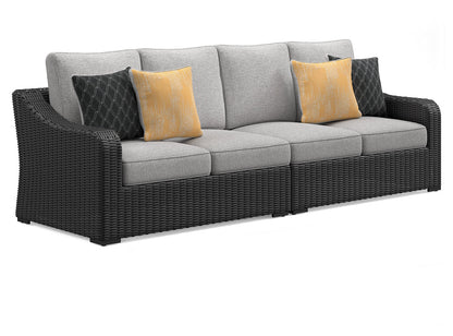 Beachcroft Black/Light Gray 2-Piece Outdoor Loveseat with Cushion - P792-854 - Bien Home Furniture &amp; Electronics