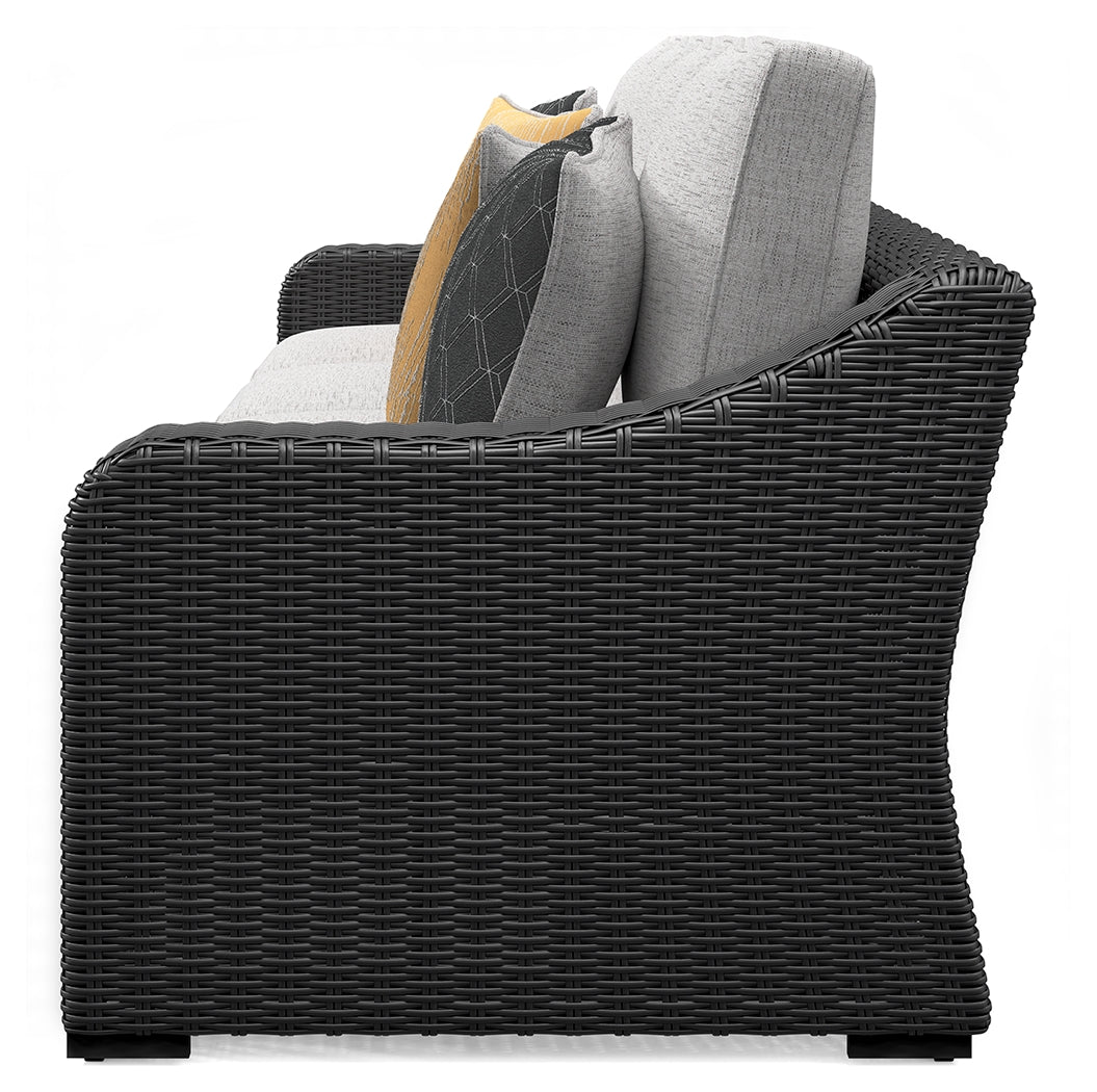 Beachcroft Black/Light Gray 2-Piece Outdoor Loveseat with Cushion - P792-854 - Bien Home Furniture &amp; Electronics