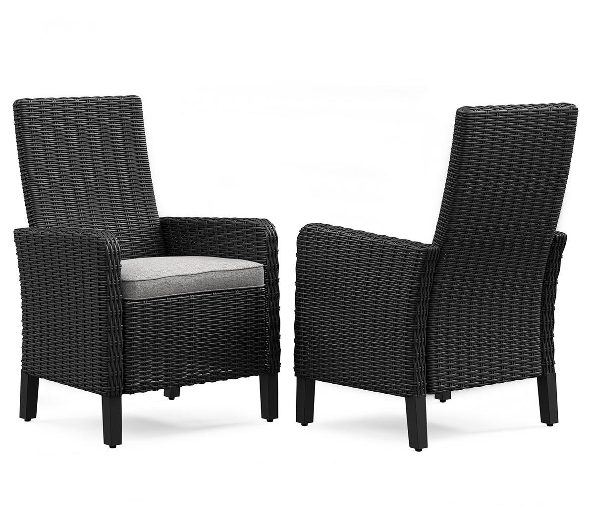 Beachcroft Black/Light Gray Outdoor Arm Chair with Cushion (Set of 2) - P792-601A - Bien Home Furniture &amp; Electronics
