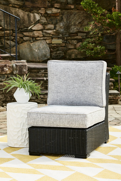 Beachcroft Black/Light Gray Outdoor Armless Chair with Cushion - P792-846 - Bien Home Furniture &amp; Electronics