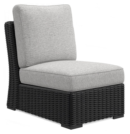 Beachcroft Black/Light Gray Outdoor Armless Chair with Cushion - P792-846 - Bien Home Furniture &amp; Electronics