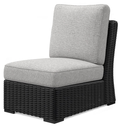 Beachcroft Black/Light Gray Outdoor Armless Chair with Cushion - P792-846 - Bien Home Furniture &amp; Electronics