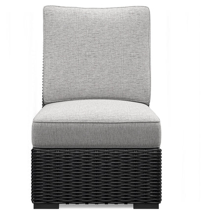 Beachcroft Black/Light Gray Outdoor Armless Chair with Cushion - P792-846 - Bien Home Furniture &amp; Electronics