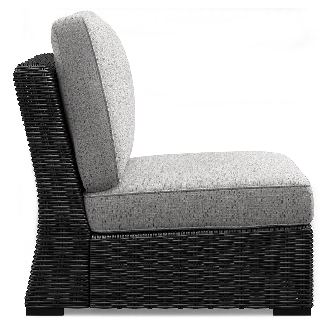Beachcroft Black/Light Gray Outdoor Armless Chair with Cushion - P792-846 - Bien Home Furniture &amp; Electronics