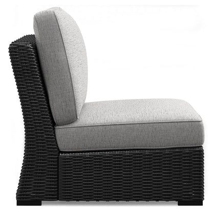 Beachcroft Black/Light Gray Outdoor Armless Chair with Cushion - P792-846 - Bien Home Furniture &amp; Electronics