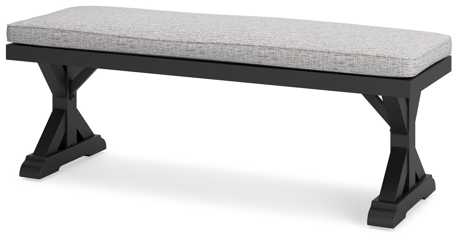 Beachcroft Black/Light Gray Outdoor Bench with Cushion - P792-600 - Bien Home Furniture &amp; Electronics