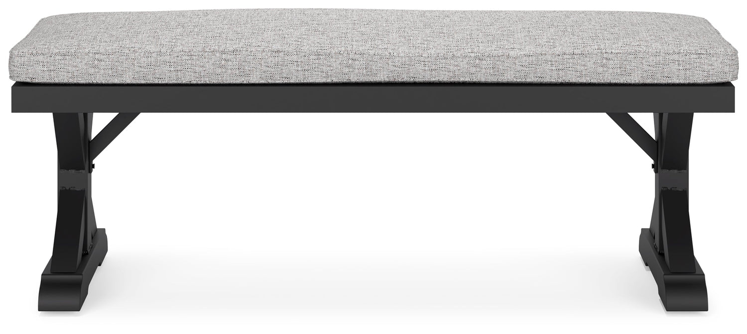 Beachcroft Black/Light Gray Outdoor Bench with Cushion - P792-600 - Bien Home Furniture &amp; Electronics