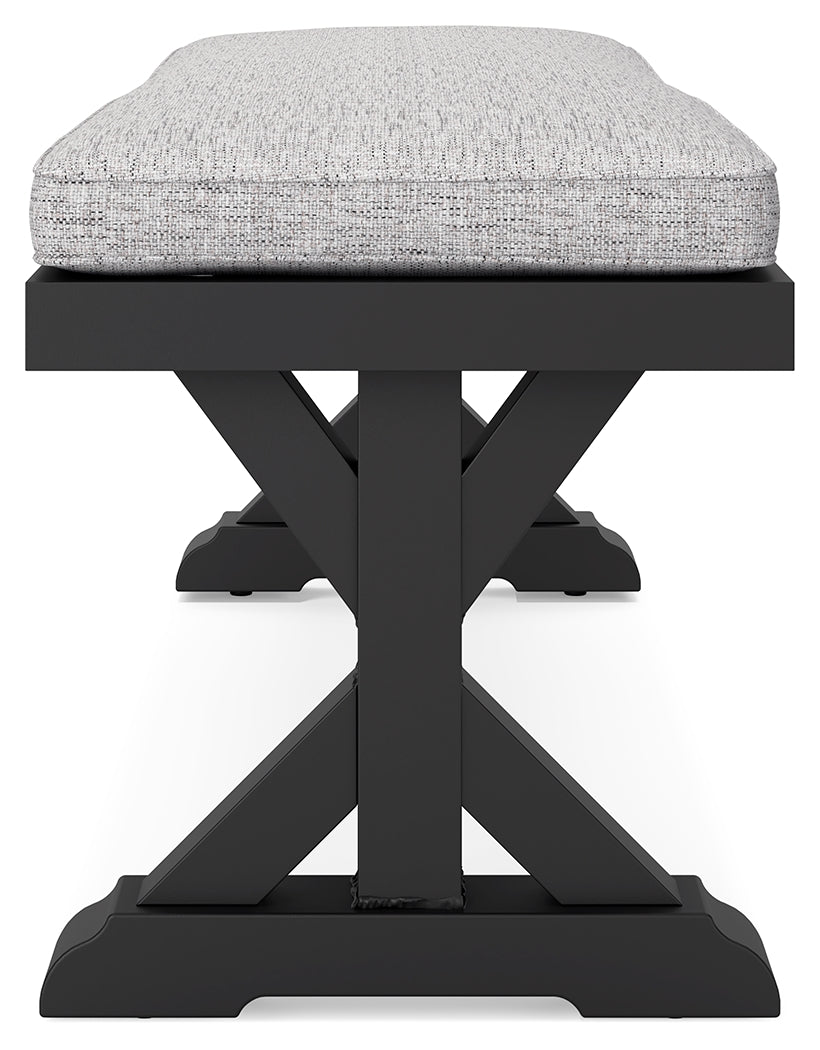 Beachcroft Black/Light Gray Outdoor Bench with Cushion - P792-600 - Bien Home Furniture &amp; Electronics