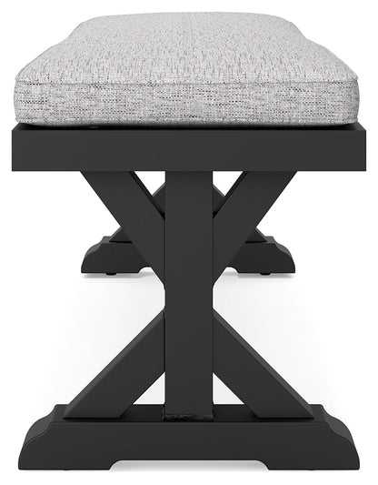 Beachcroft Black/Light Gray Outdoor Bench with Cushion - P792-600 - Bien Home Furniture &amp; Electronics