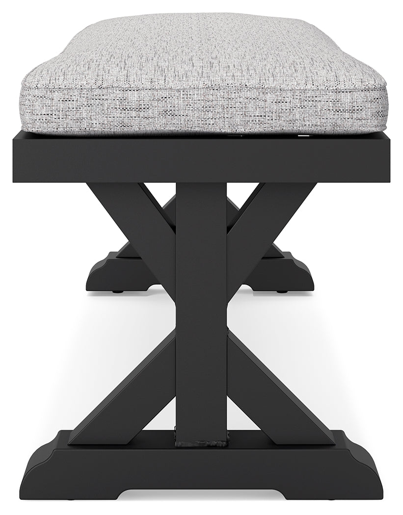 Beachcroft Black/Light Gray Outdoor Bench with Cushion - P792-600 - Bien Home Furniture &amp; Electronics