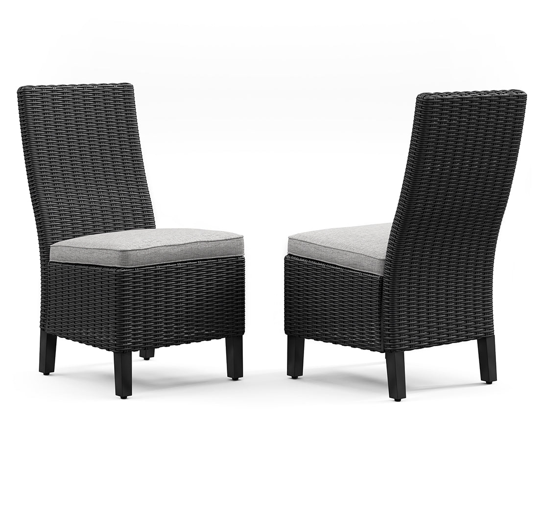 Beachcroft Black/Light Gray Outdoor Side Chair with Cushion (Set of 2) - P792-601 - Bien Home Furniture &amp; Electronics
