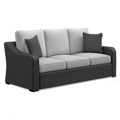 Beachcroft Black/Light Gray Outdoor Sofa with Cushion - P792-838 - Bien Home Furniture &amp; Electronics
