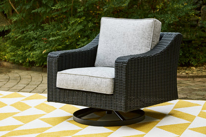 Beachcroft Black/Light Gray Outdoor Swivel Lounge with Cushion - P792-821 - Bien Home Furniture &amp; Electronics