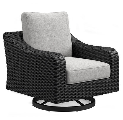 Beachcroft Black/Light Gray Outdoor Swivel Lounge with Cushion - P792-821 - Bien Home Furniture &amp; Electronics