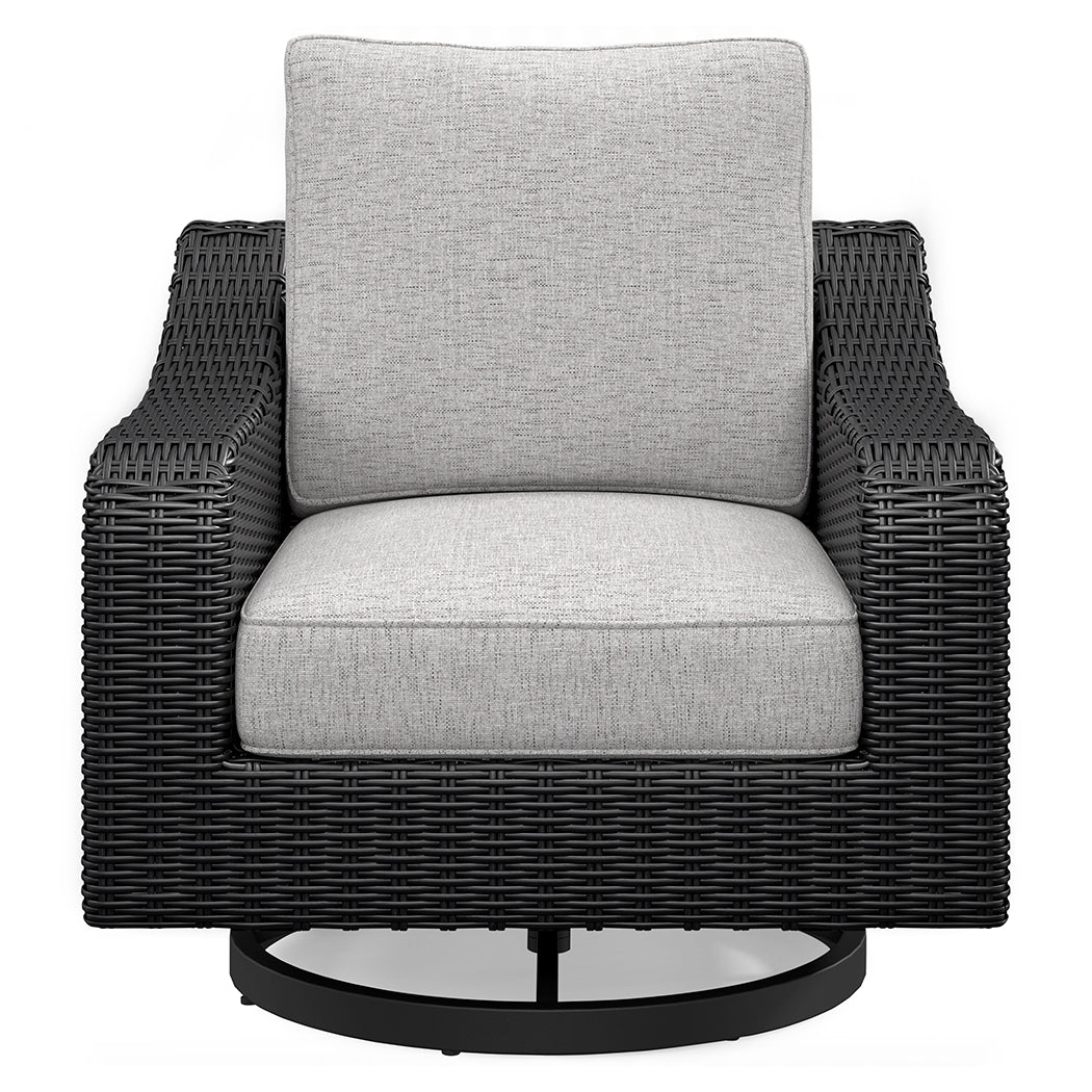 Beachcroft Black/Light Gray Outdoor Swivel Lounge with Cushion - P792-821 - Bien Home Furniture &amp; Electronics