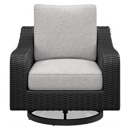 Beachcroft Black/Light Gray Outdoor Swivel Lounge with Cushion - P792-821 - Bien Home Furniture &amp; Electronics