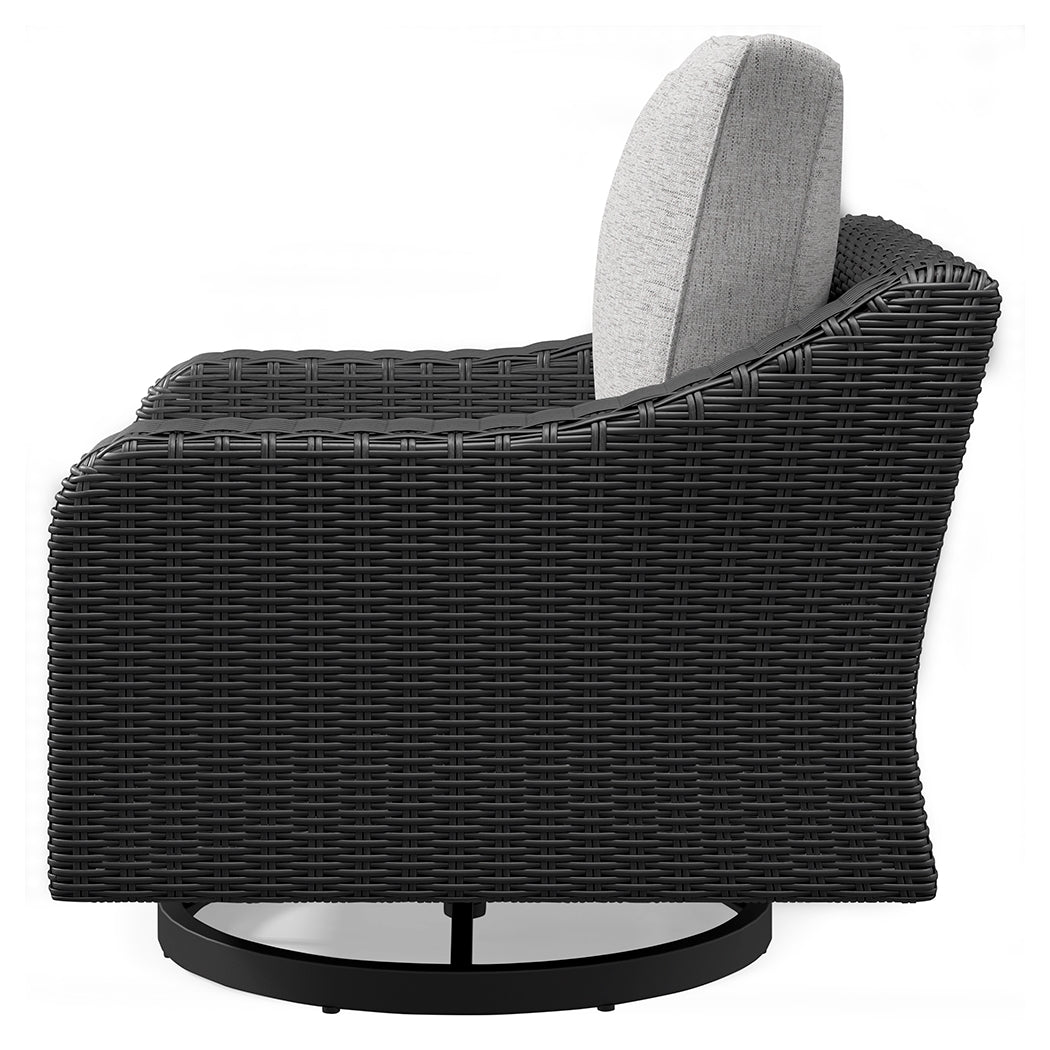 Beachcroft Black/Light Gray Outdoor Swivel Lounge with Cushion - P792-821 - Bien Home Furniture &amp; Electronics