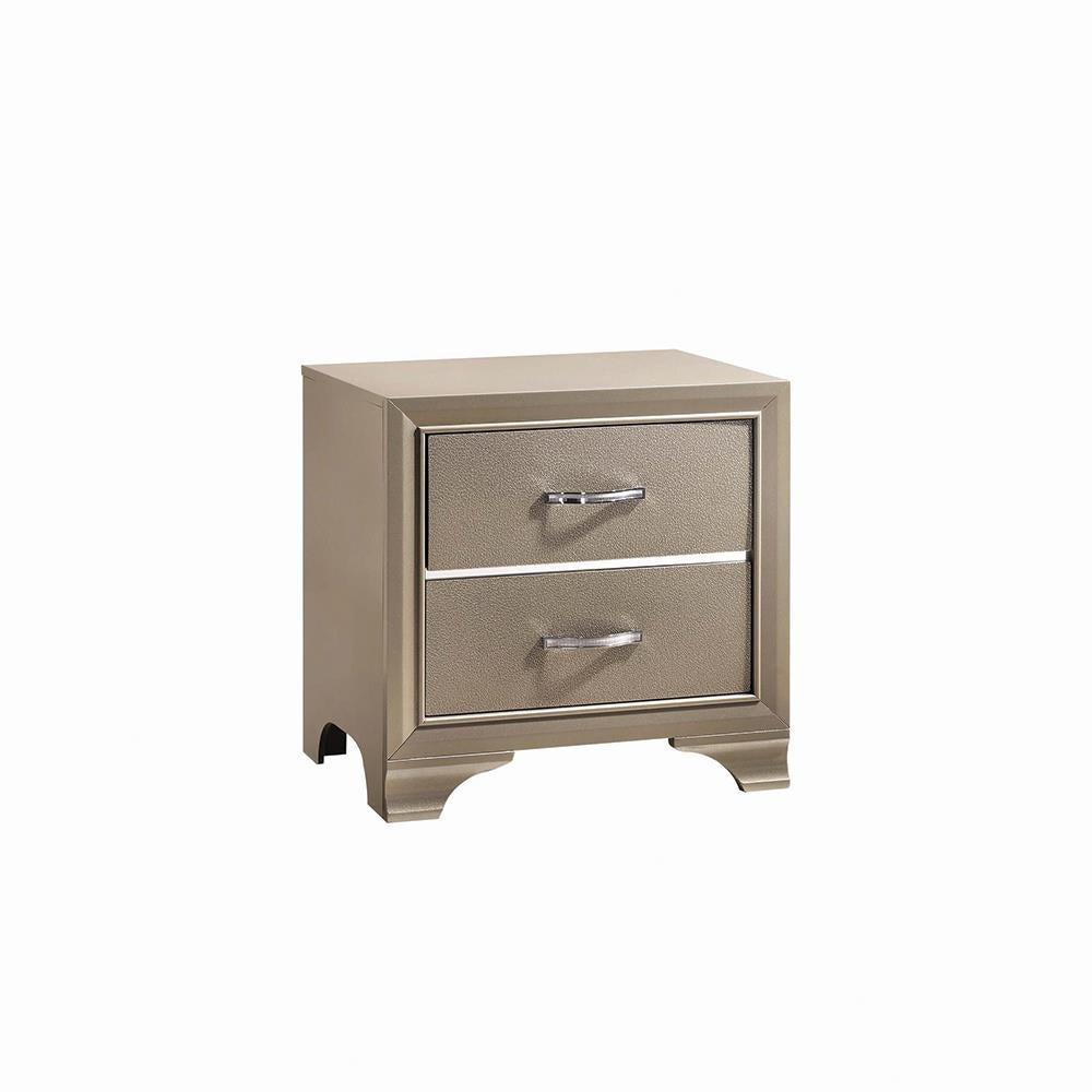 Beaumont 2-Drawer Rectangular Nightstand Champagne - 205292 - Bien Home Furniture &amp; Electronics