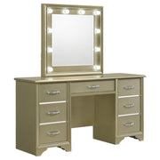 Beaumont 7-Drawer Vanity Desk with Lighting Mirror Champagne - 205297 - Bien Home Furniture & Electronics