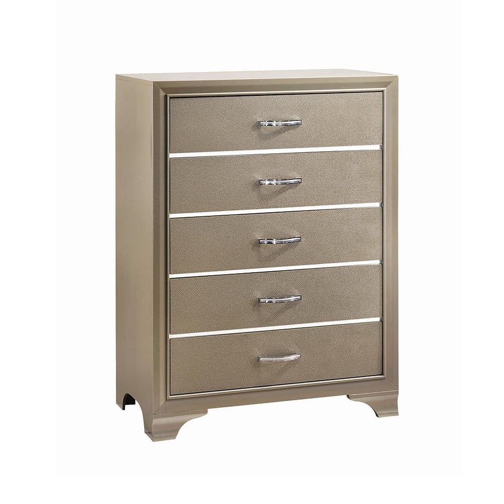 Beaumont Champagne 5-Drawer Rectangular Chest - 205295 - Bien Home Furniture &amp; Electronics