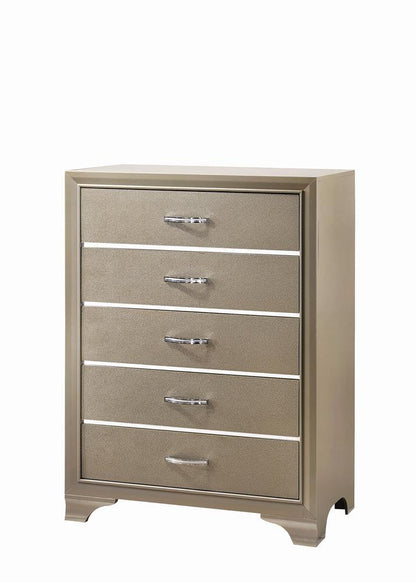 Beaumont Champagne 5-Drawer Rectangular Chest - 205295 - Bien Home Furniture &amp; Electronics