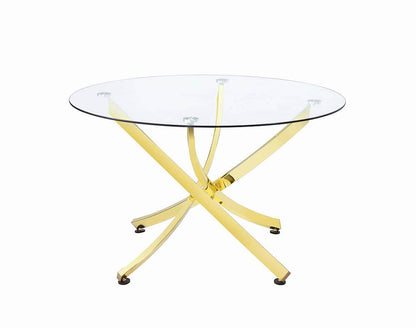 Beckham Brass/Clear Round Dining Table - 108441 - Bien Home Furniture &amp; Electronics