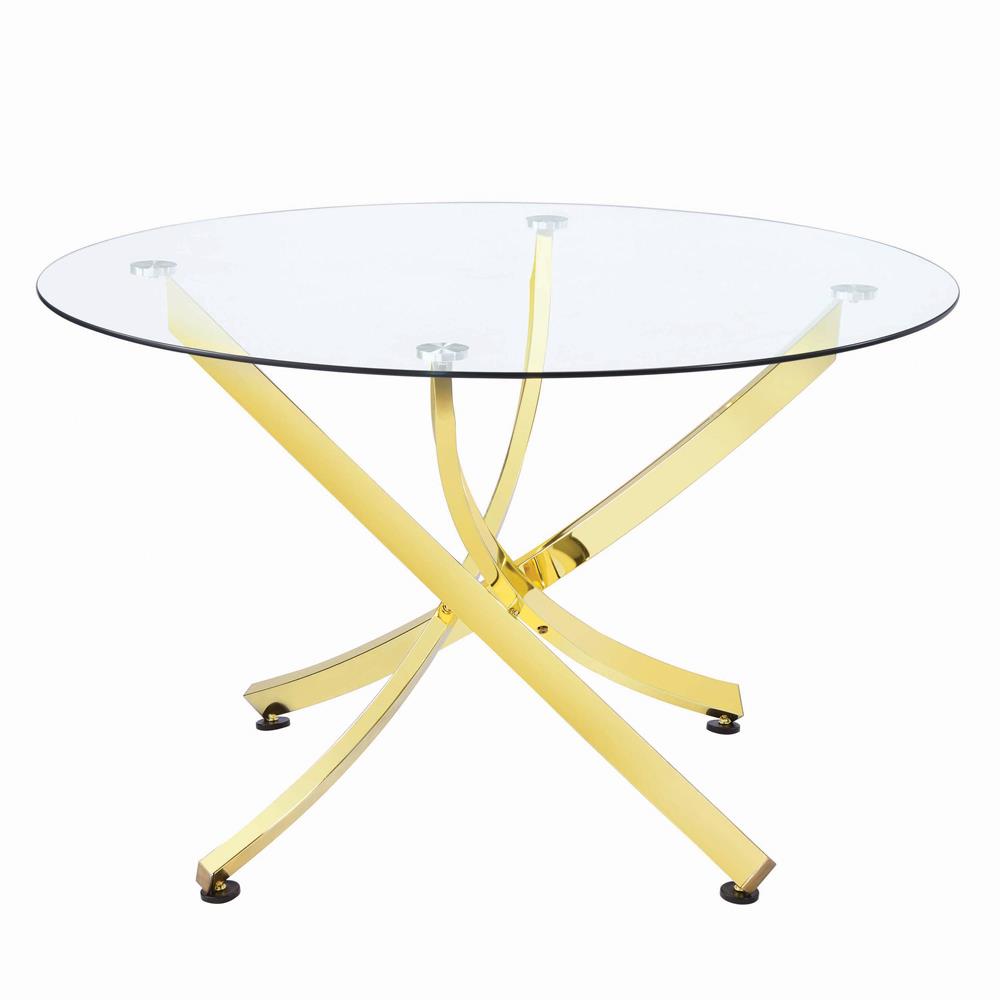 Beckham Brass/Clear Round Dining Table - 108441 - Bien Home Furniture &amp; Electronics
