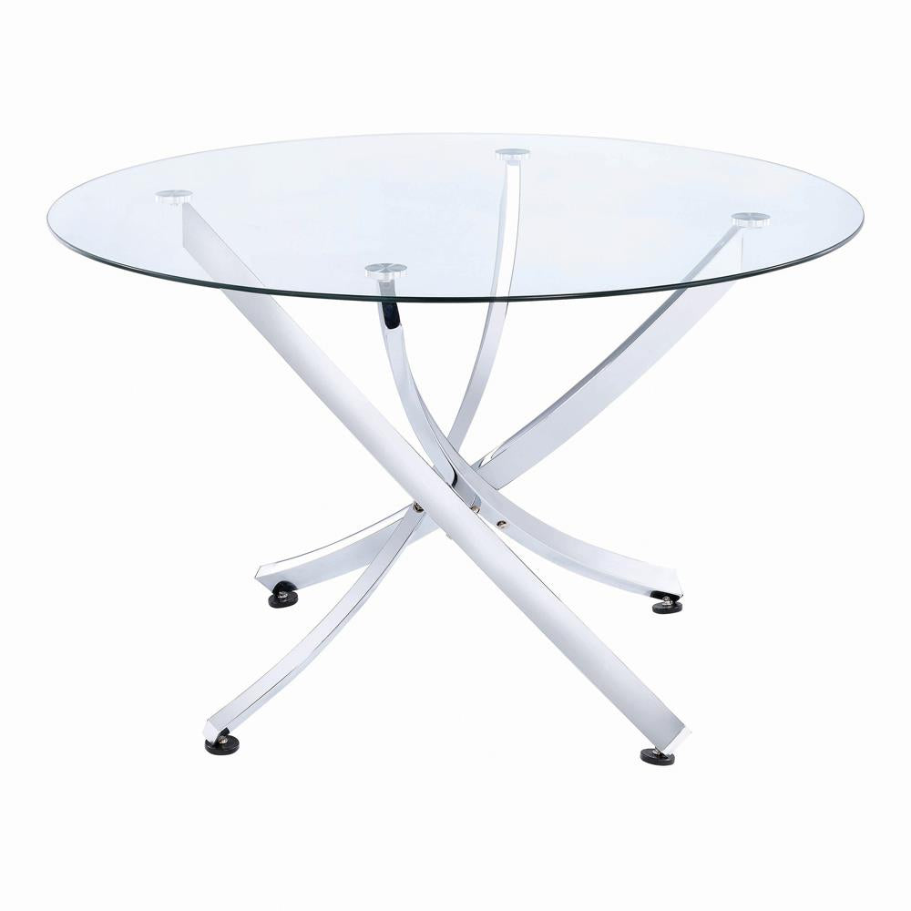 Beckham Chrome/Clear Round Dining Table - 106440 - Bien Home Furniture &amp; Electronics