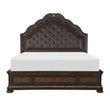 Beddington Dark Cherry Queen Upholstered Panel Bed - SET | 1407-1 | 1407-2 | 1407-3 - Bien Home Furniture & Electronics