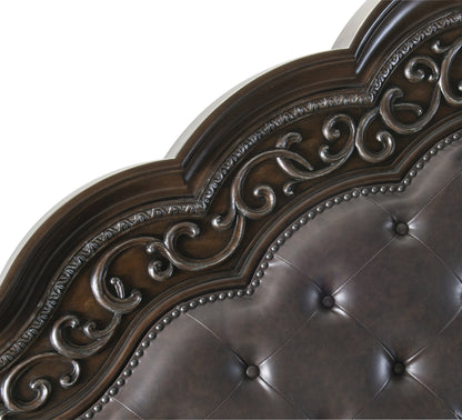 Beddington Dark Cherry Queen Upholstered Panel Bed - SET | 1407-1 | 1407-2 | 1407-3 - Bien Home Furniture &amp; Electronics