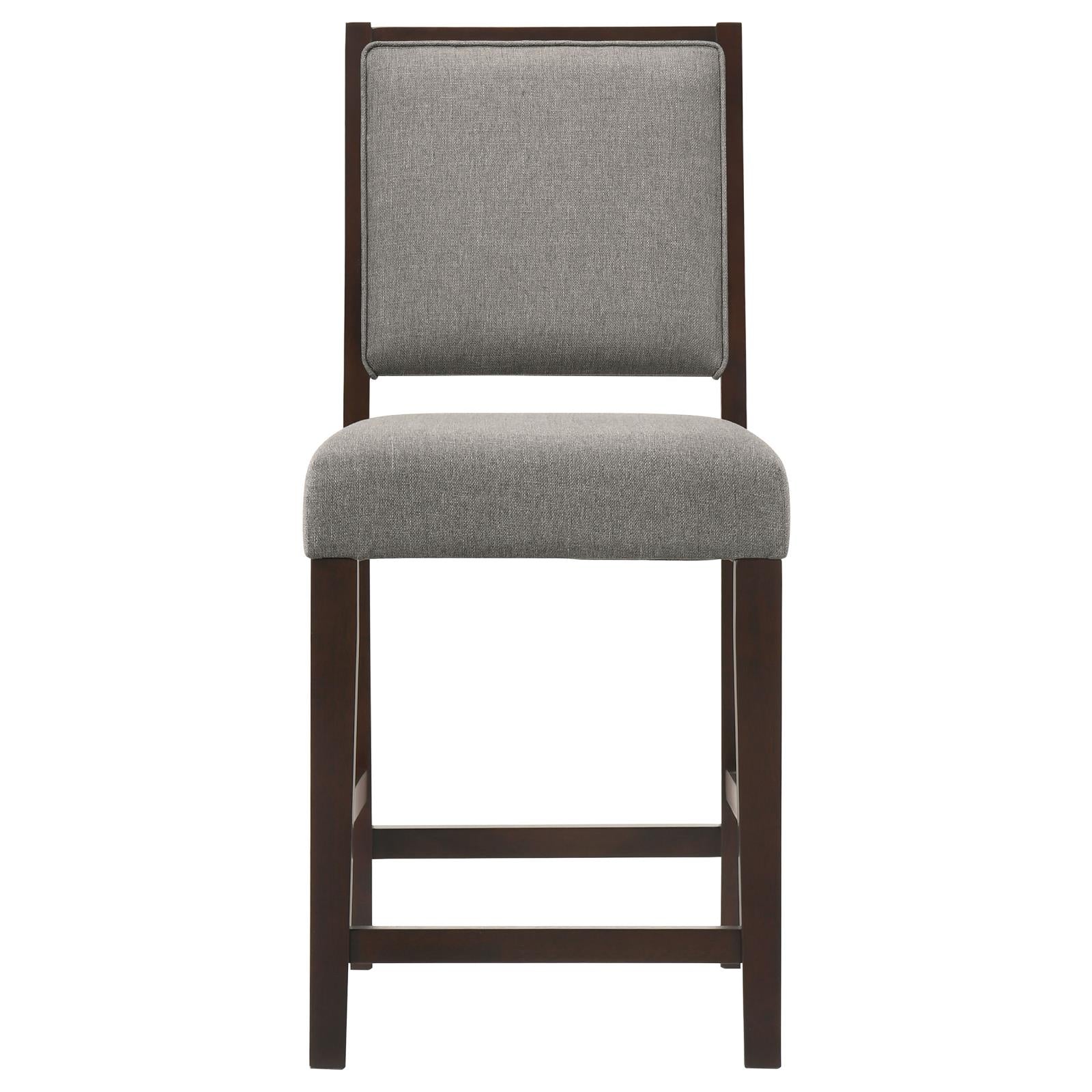 Bedford Gray/Espresso Upholstered Open Back Counter Height Stools with Footrest, Set of 2 - 183471 - Bien Home Furniture &amp; Electronics