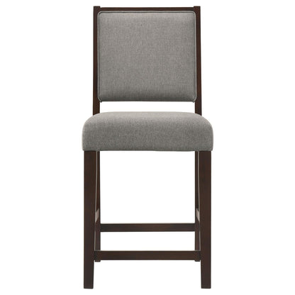 Bedford Gray/Espresso Upholstered Open Back Counter Height Stools with Footrest, Set of 2 - 183471 - Bien Home Furniture &amp; Electronics