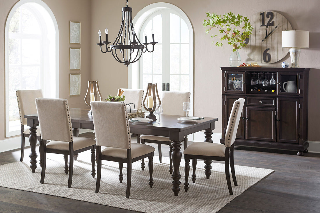 Begonia Grayish Brown Extendable Dining Set - SET | 1718GY-90 | 1718GYS(4) - Bien Home Furniture &amp; Electronics