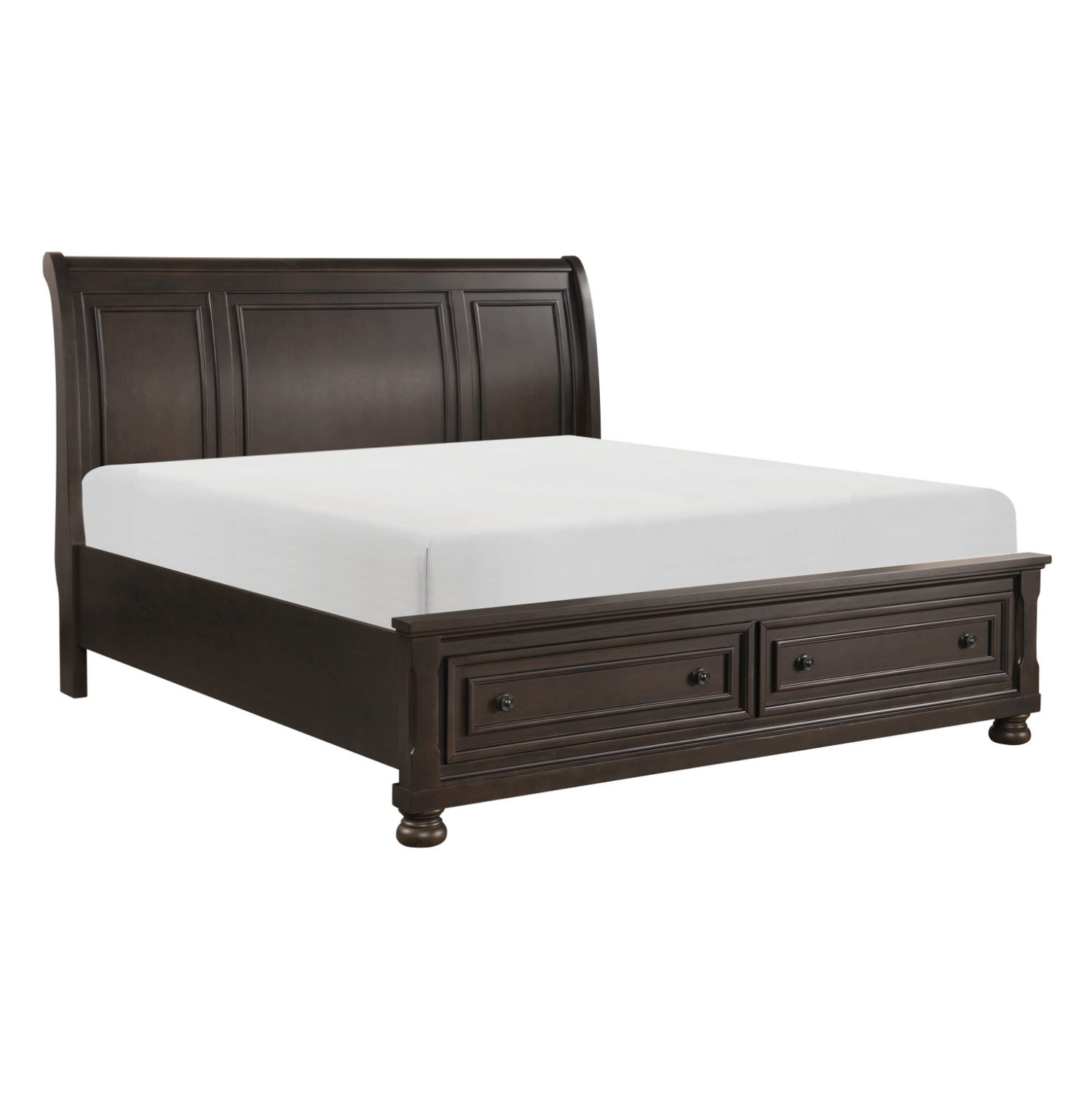 Begonia Grayish Brown King Sleigh Storage Platform Bed - SET | 1718KGY-1 | 1718KGY-2 | 1718GY-3 - Bien Home Furniture &amp; Electronics