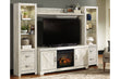 Bellaby Whitewash 4-Piece Entertainment Center with Electric Fireplace - SET | W100-101 | W331-24(2) | W331-27 | W331-68 - Bien Home Furniture & Electronics